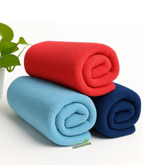 Freshshine Hand Towel 350 Gsm | Super Soft Quick Dry Microfiber Face Towel (Green, Light Blue, Dark Blue & Red) - Set Of 3