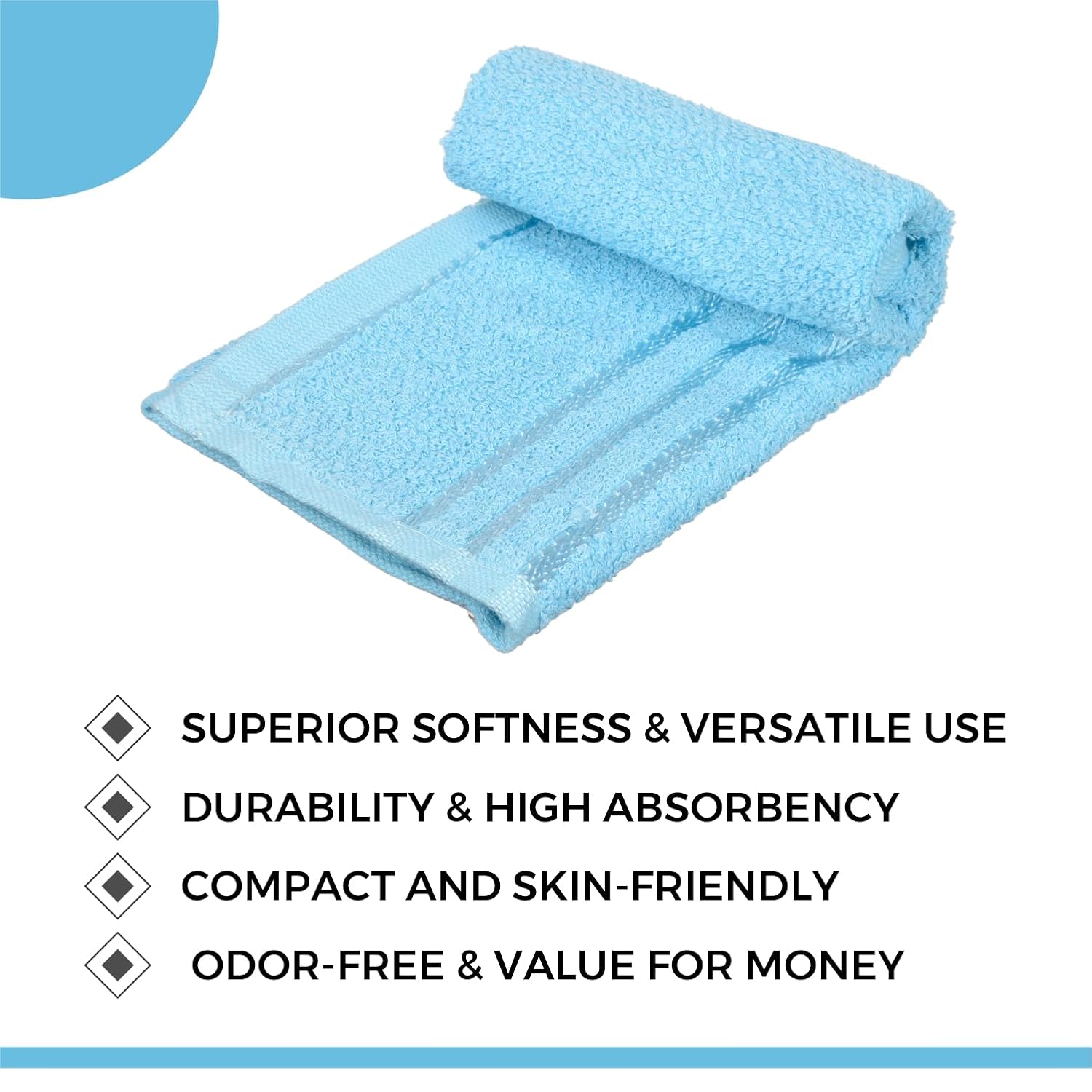 Heart Home Face Towel 400 Gsm | Facewash For Travel Workout Hand Towel | Lining Design Pack Of 2 (Blue)
