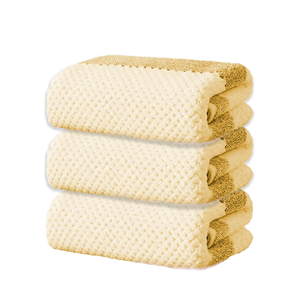 Black Gold The Finer Touch Soft Hand Towel 600 Gsm | Ultra Absorbent, Quick Drying, Cotton-Feel Microfiber Yellow & White Stripes -Pack Of 3