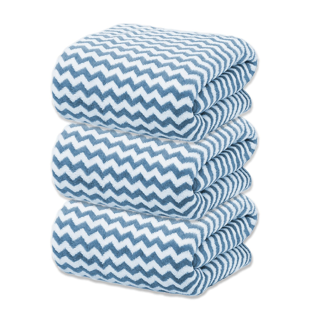 Black Gold The Finer Touch Microfiber Zigzag Bath Towel 1050 Gsm | Soft & Quick Dry Towel Lightweight & Absorbent Use For Men & Women (Blue) - Pack Of 3
