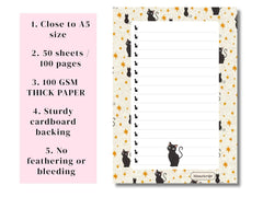 A5 Notes/To Do List Notepad, Beautiful Daily Checklist Pad, Tear-Off Sheets (Black Cat) Pack Of 1