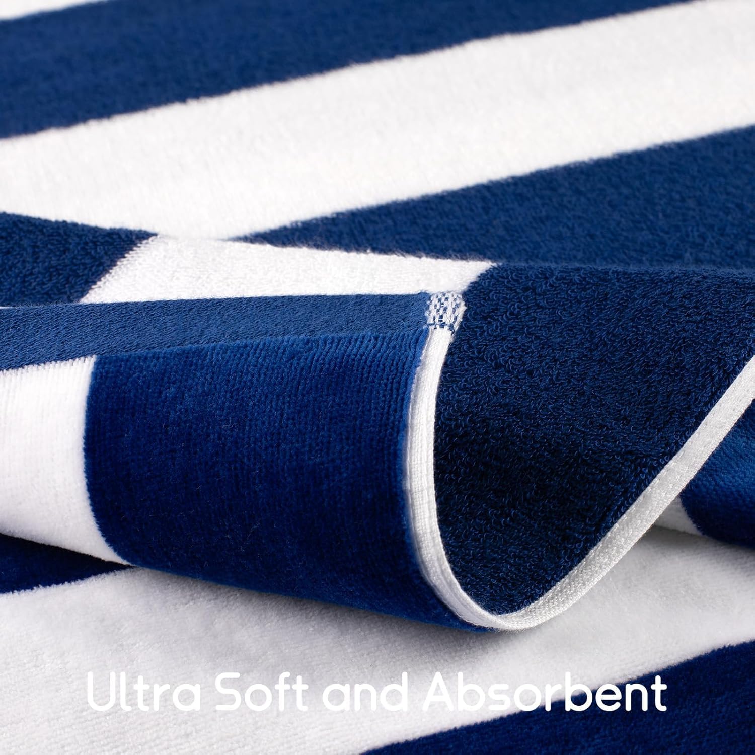 Tiqh Organic Cotton Highly Absorbent & Quick Dry Extra Large Beach Oversized Towel, Cabana Stripe Beach, Bathroom Towel 500 Gsm (Blue)