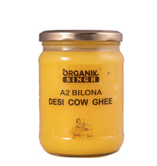 Organic A2 Bilona Desi Cow Ghee By Organik Singh | Great Source Of Energy & Vitamin Healthy Desi Ghee Perfect For Heart Health | (500ml) 16.9 Ounce | Jar Pack