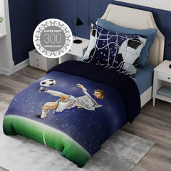 Kids Bedsheet Single Bed With 1 Pillow Covers Football Design - 59x87 Inches, Blue | Fun & Colorful Bed Sheet Set - For Boys & Kids Room