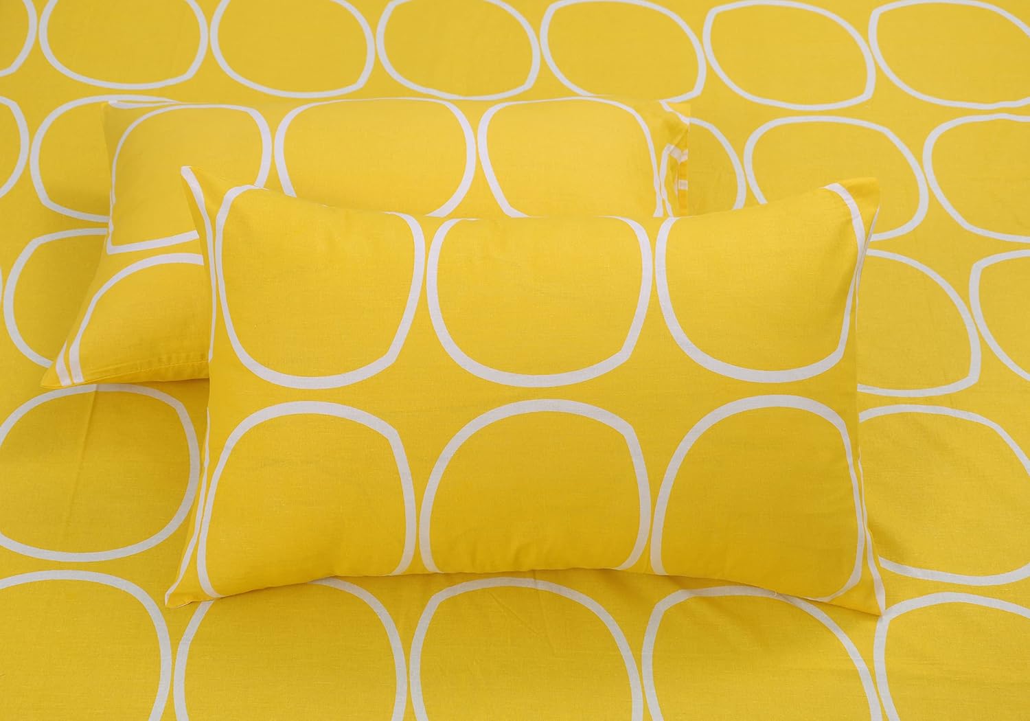 Bedsheet For Double Bed King Size With 2 Pillow Covers - 108 X 108 Inches, Yellow | Beautiful Bedsheets Are Perfect Gifting For Festivals