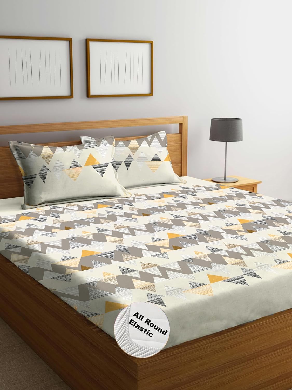 Printed King Size Double Bed Bedsheet With 2 Pillow Cover | 72 X 78 Inches, Multicolor | All Around Elastic Fitted Bedsheet | Softness & Comfortable Rest In Any Season