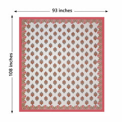 Hand Printed Cotton Bedsheet For King Size With 2 Pillow Covers | 93 X 108 Inches, Pink & Cream | Ultra-Soft & Skin-Safe | Breathable Summer Comfort