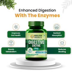 Himalayan Organics Digestive Enzyme With Bromelain & Papain Supplement | Supports Digestion & Better Absorption Of Nutrients & Health Management | 90 Tablets, 150gm 0.3lbs