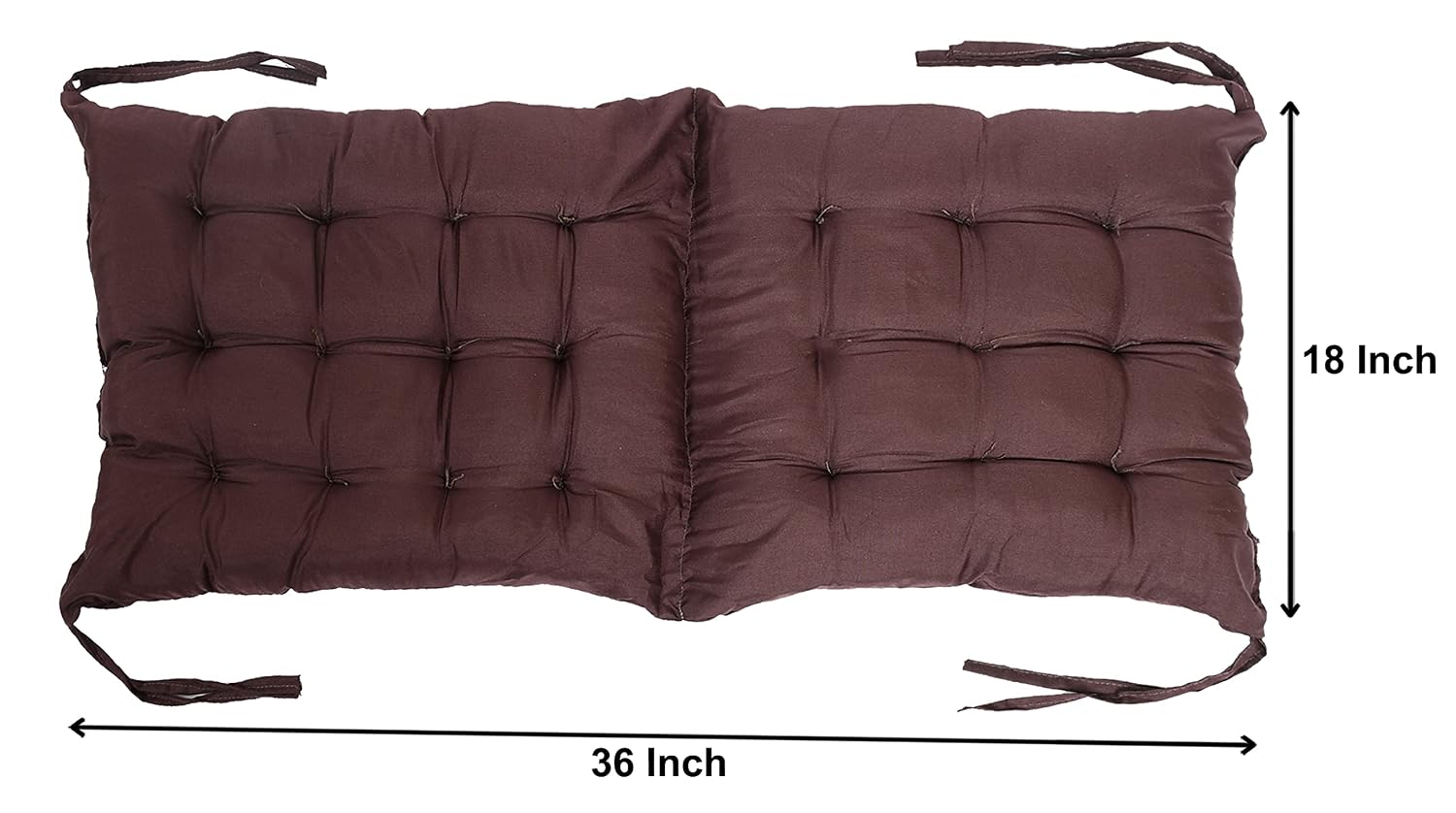 Chair Cushion Pillow, Cotton Chair Pad With Ties, Gaddi Pad For Sitting - Brown Color | Cushion For Chair To Sit | Furniture Cushion, Perfect Fit For Any Chair, Washable - Pack Of 1