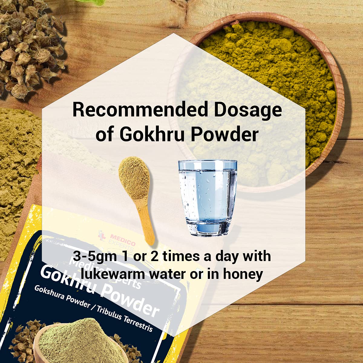 Medicoexperts Organic Gokhru Powder Gokshura For Energy Tribulus Terrestris Powder, For Wellness & Energy | 100gm 0.2lbs