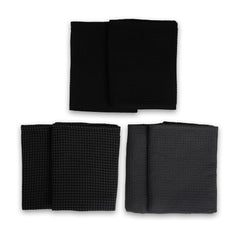 Encasa Xo Kitchen Dish Towels Set 420 Gsm | Waffle Weave & Flat Hand Tea Towel | Quick Drying Reusable Cotton Washcloths | Set Of 6 (Grey )
