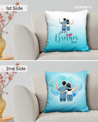 Premium Pillow Cushion For Best Brother, Sky-Blue & White - 16 Inch | Unique Thoughtful Cute Birthday Pillow Gift For Brother | Raksha Bandhan, Bhaidooj | With Filler Cushion - Design 22