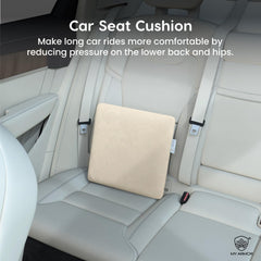 Memory Foam Square Cushion Pillow, For Car, Sofa & Diwan, Bed, Chair, Cream - 14 X 14 X 4 Inch | Highly Durable, Hypoallergenic, Adjustable, Velvet Cover, Multipurpose Use - Pack Of 2