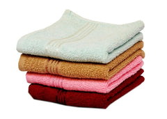 Space Fly Soft Cotton Face Towel 600 Gsm | Absorbent Washcloths & Handkerchief Set For Home, Gym & Baby Care (Multicolor) - Set Of 4