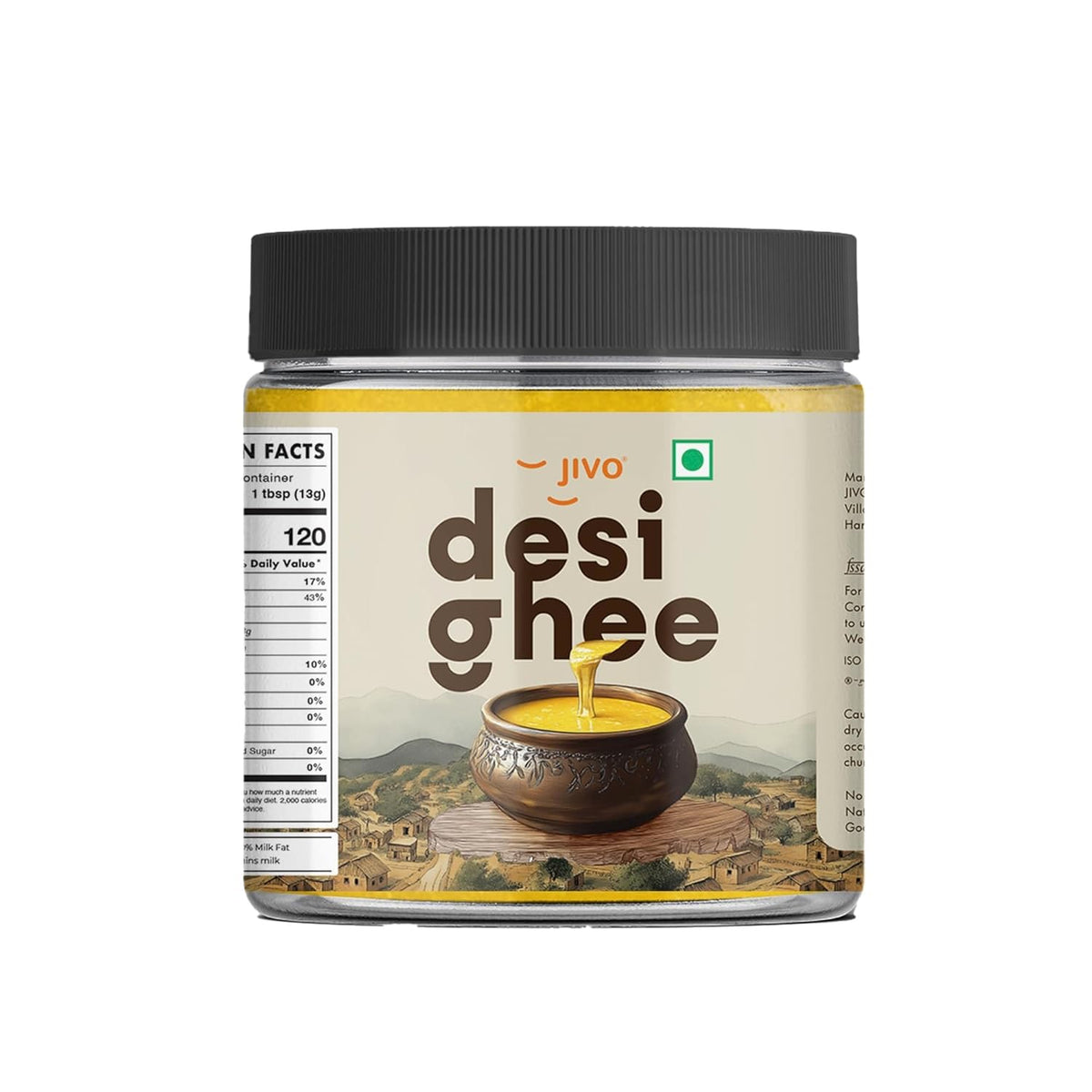 Pure Desi Ghee By Jivo | Rich In Nutrients Healthy & Protein Fiber Desi Ghee Perfect For Overall Health | (1 Litr) 33.8 Ounce | Jar Pack