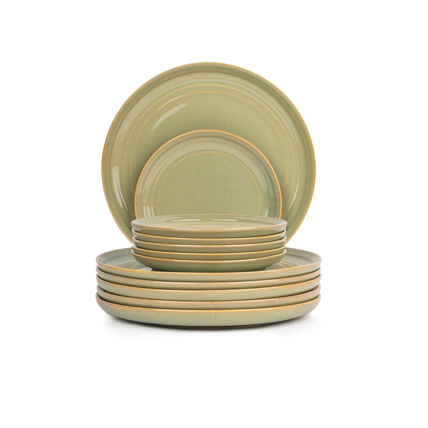 Ceramic Dinner Set Of 21 Pcs, Pistachio Green | Crockery Set, Dining Sets Crockery Items - 6 Dinner Plates+ 6 Quarter Plates+ 6 Veg Bowls, 180ml Each+ 2 Medium Bowls, 1000ml Each+ 1 Large Bowl, 1500ml