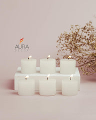 WHITE JASMINE FRAGRANCE VOTIVE CANDLES SET OF 12 | BURNING TIME 10 HOURS
