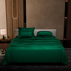 Bedding Set 1 Bedsheet King Size With 4 Pillow Cover - 108 X 108 Inches, Emerald Green | Wedding, Bedroom, Date Night Collection | 300 Thread Count