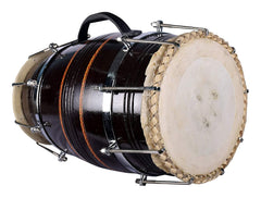 Hand Made Sheesham Wood Dholak Drum With Bag - Black | Perfectly Symmetric Round Dholak Nickel Plated Bolts & Nuts - Dholak For Festival, Wedding, Satsang | Very Easy To Tune