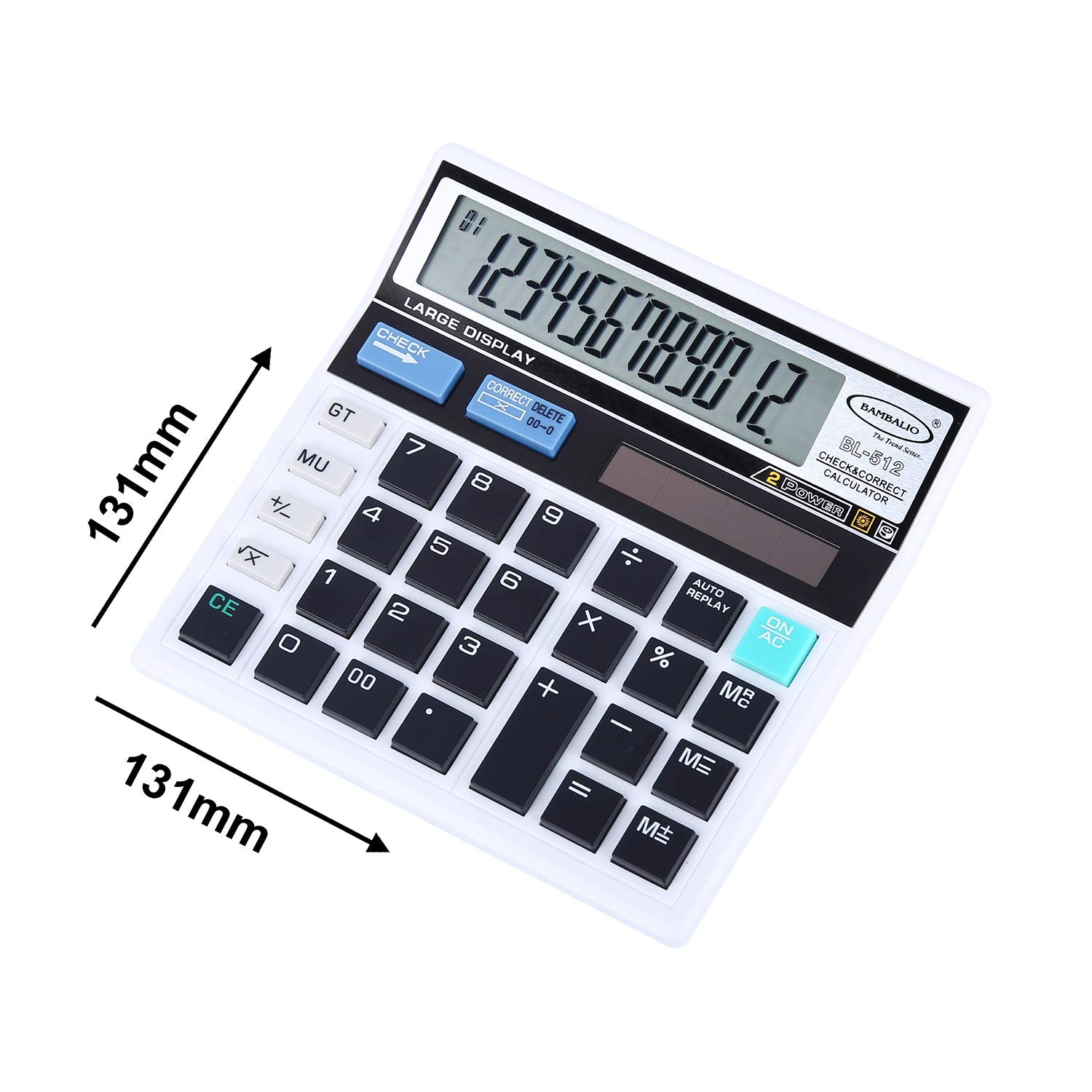 Bambalio BL-512W Electronic Calculator - 3 Years Warranty & 3 Years Battery Life | 12 Digits-large LC Display ,112 Steps Check & Correct