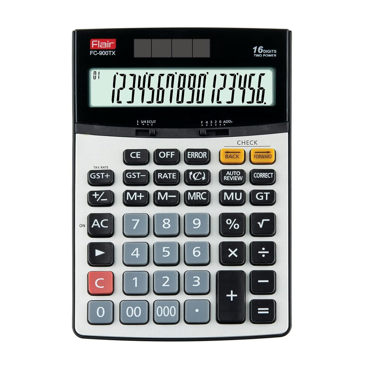Flair FC-900tx GST Function And Currency Converter Calculator | 16 Digits Display - 112 Steps Check & Correct