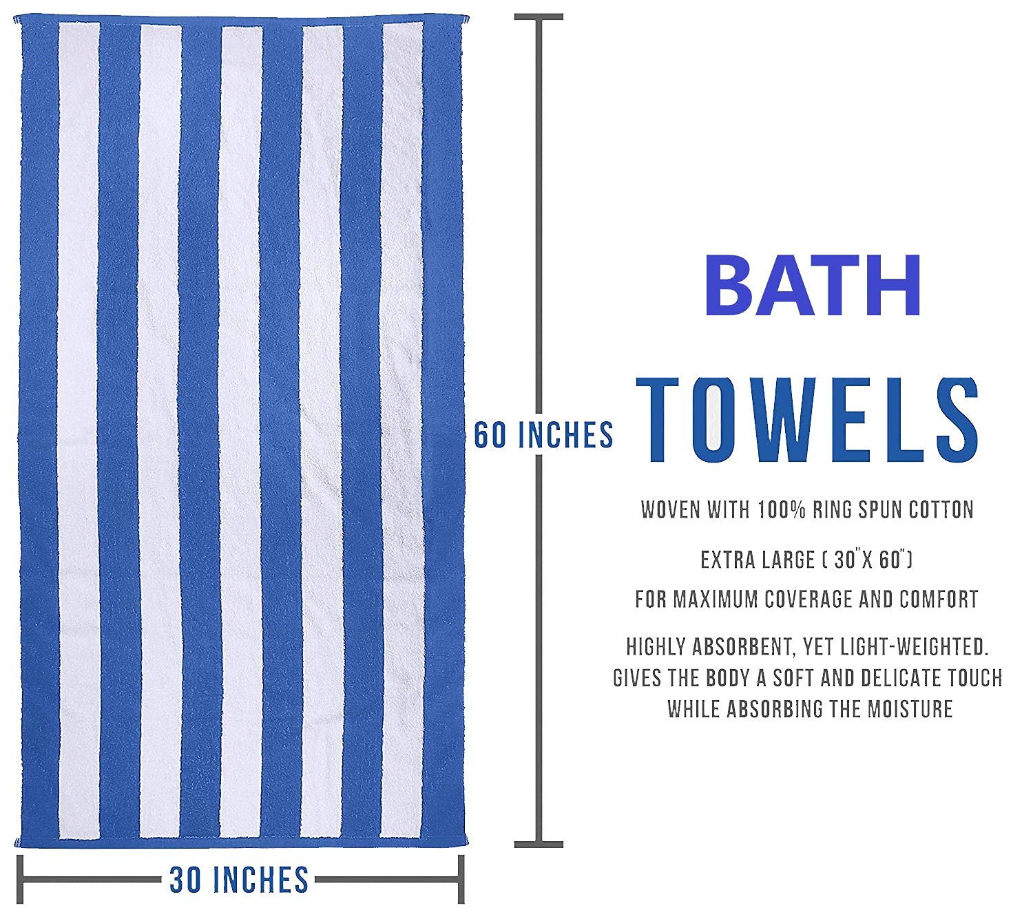 Ayus Turkish 100% Cotton Bath Towel 1600 Gsm (4 Piece)- Multicolor