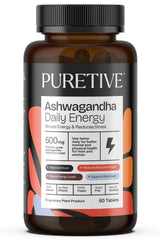 Puretive Ashwagandha 500mg General Wellness Tablets Helps Release Stress, Rejuvenates Mind & Body, Extra Strength Natural Formulation | 60 Tablets 100gm 0.2lbs