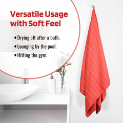 Kuber Industries Rectangle Super Absorbent Bath Towel 1000 Gsm | Soft & Comfortable Swimming & Bathing Towels | Gold Flower (Orange)- Pack Of 2