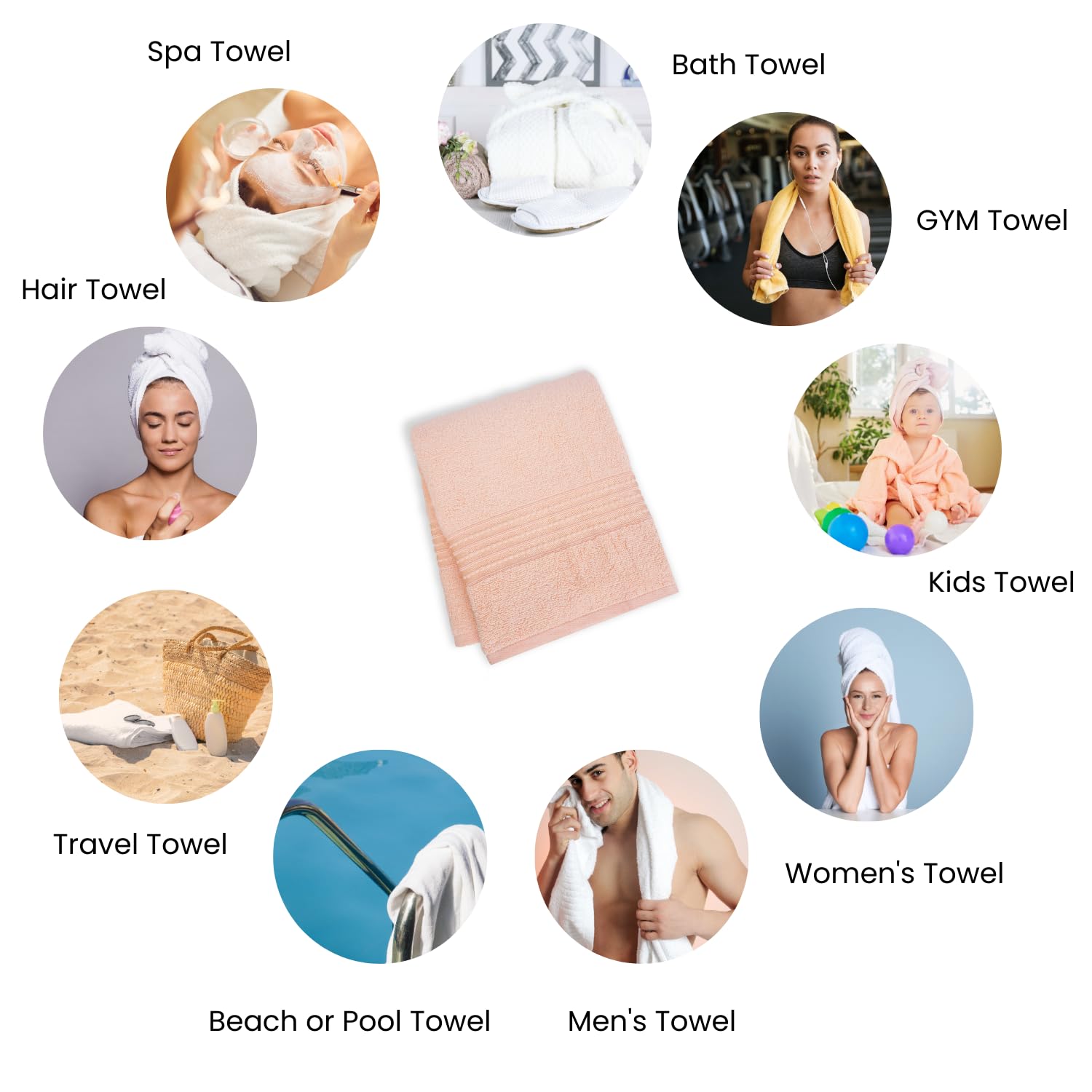 Micro Cotton Remy Basel Luxury Terry Cotton Bath Towel 550 Gsm | Super Comfortable 100% Long Staple Cotton Bath Towel (Peach)
