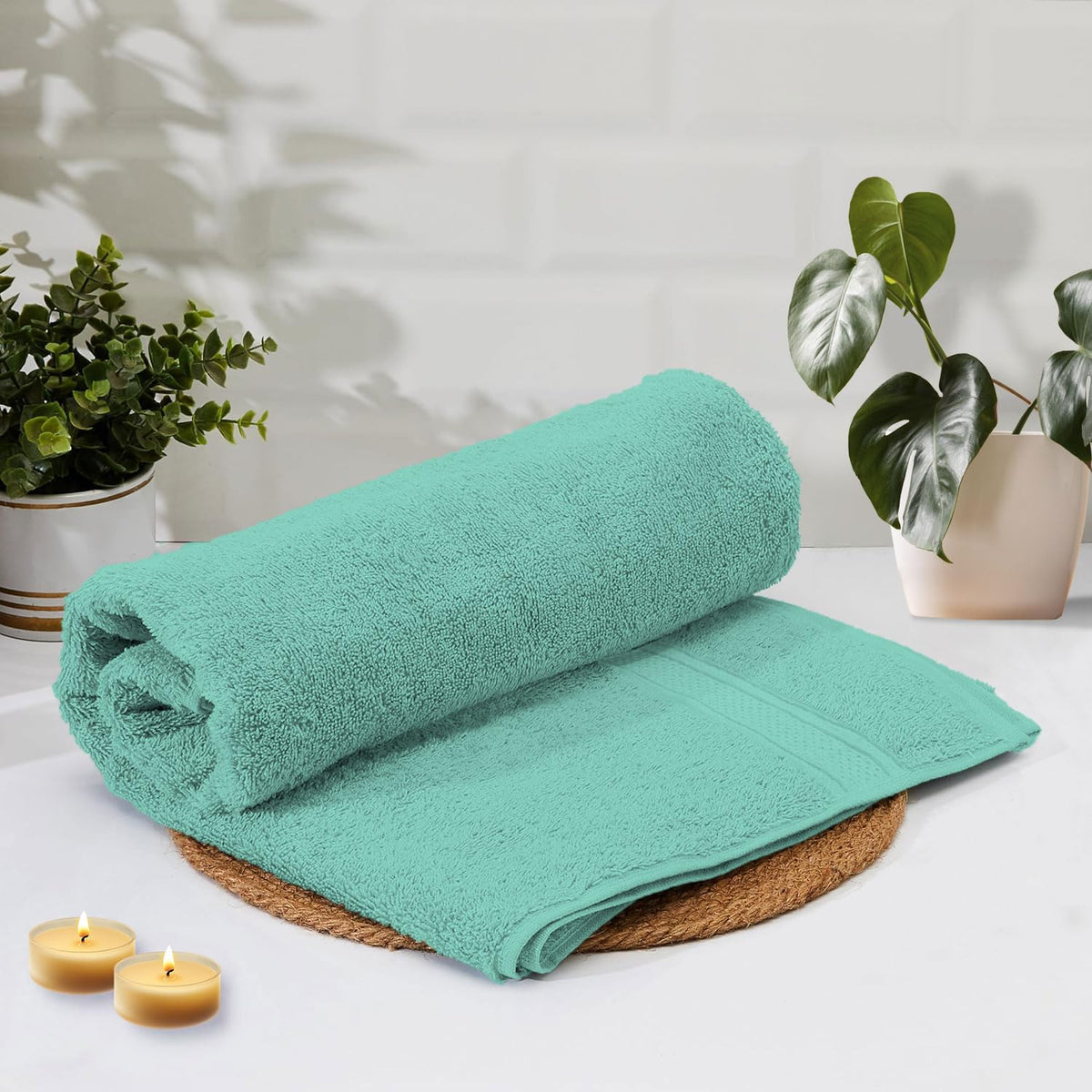 Luxe Home Cotton Bath Towel 450 Gsm | Quick Dry Large Size Bathroom Towels For Men & Women, Home, Kitchen, Gym, Spa (Aqua)