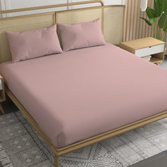 Elastic Fitted Bedsheet With 2 Pillow Cover - 72 X 84 Inches, Cameo Rose | Soft, Breathable & Eco-Friendly | Perfect Gifting Festival, Housewarming, Anniversaries