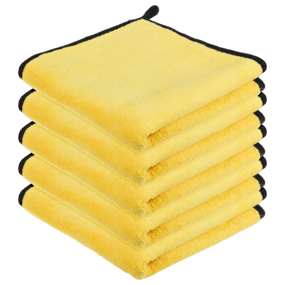 Kuber Industries Cleaning Towel 750 Gsm | Reusable Cleaning Cloths For Kitchen, Duster & Home Cleaning With Hanging Loop - Pack Of 5 (Yellow)