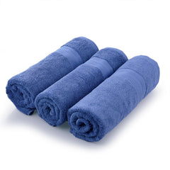 Himeya 100% Cotton Bath Towel 1400 Gsm | Bath Towel For Men & Women - Blue (3 Piece)