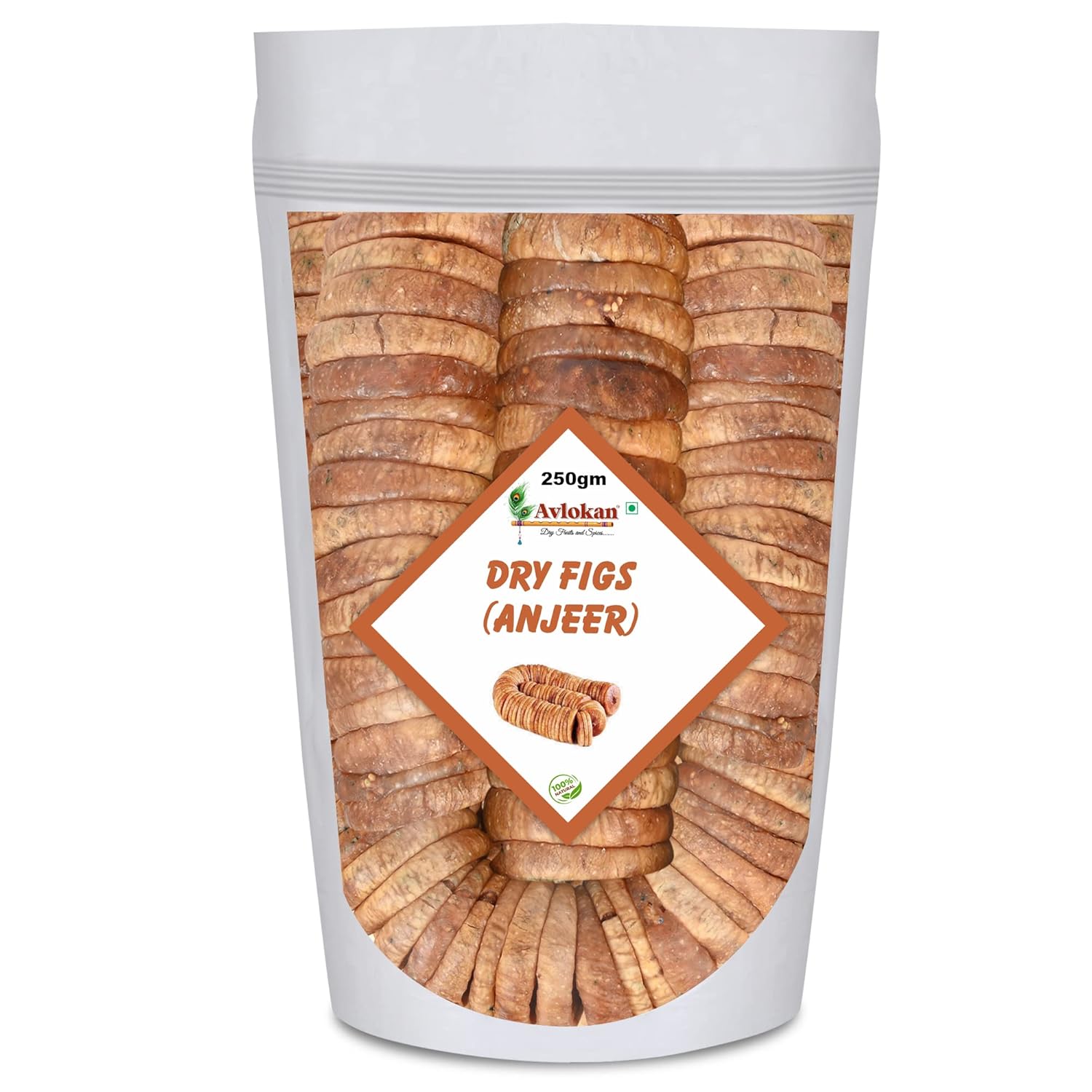 100% Natural Healthy Afghani Anjeer Dried Figs By Avlokan 250gm, | Rich In Iron, Fiber & Vitamins | Dry Fruits For Weight Loss, Increases Immunity | 8.8 Ounce