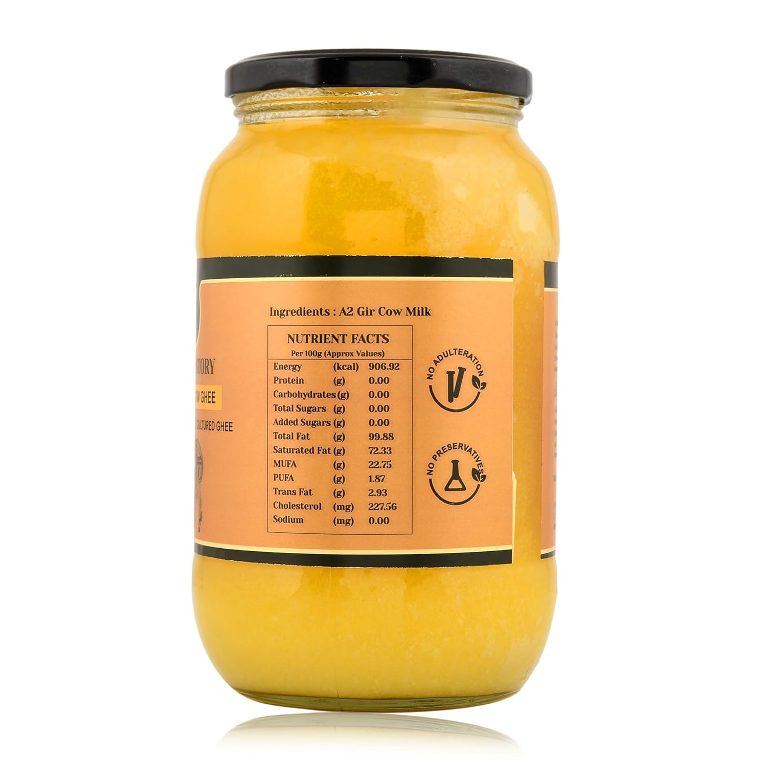 Premium A2 Cow Desi Ghee By Earthen Story | Ancient Bilona Method | Cultured Desi Ghee Good For Brain Health | 2 Litr (1Litr * 2) 67.6 Ounce | Jar Pack