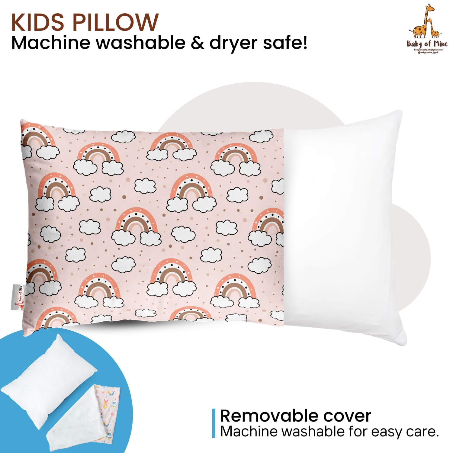 Premium Baby Pillow For Kids, Super Soft Cotton Kids Cushion - 12 X 18 Inches | For 5 Years Old Kids, Adorable Animal & Cartoon Prints | Bed Pillow, Washable, Easy To Care - Pillow 09