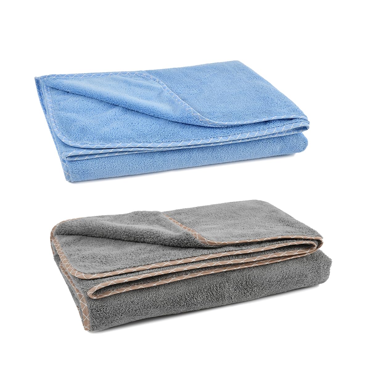 Urbanleaf Microfiber Large Bath Towel Quick Dry Super Absorbent Bath Towel | Towel For Bath, Travel, Gym, Beach, Pool & Yoga (Blue & Grey)