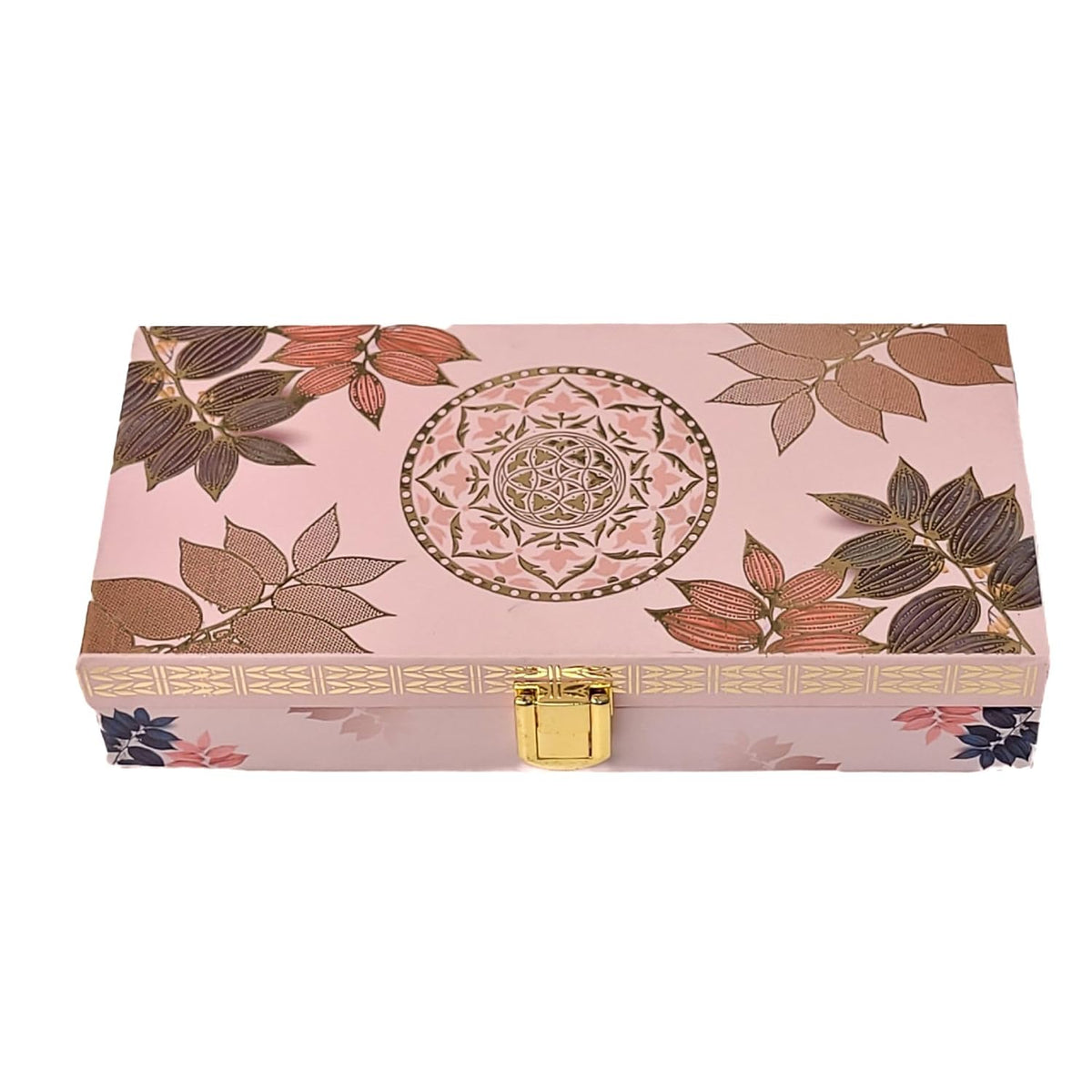 Fancy Shagun Cash Box Or Gaddi Box For Gifting Money On Wedding, New Born Baby, Ring Ceremony Pattern1pc, Material - Wood, Colour - Peach Leaves