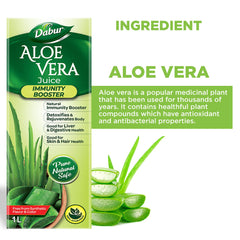 Dabur Aloe Vera Juice Ayurvedic Health Juice For Good Skin & Hair Health | Detoxifies & Rejuvenates Skin, Body, Digestive Health & Immunity Booster, 1L 2.2lbs
