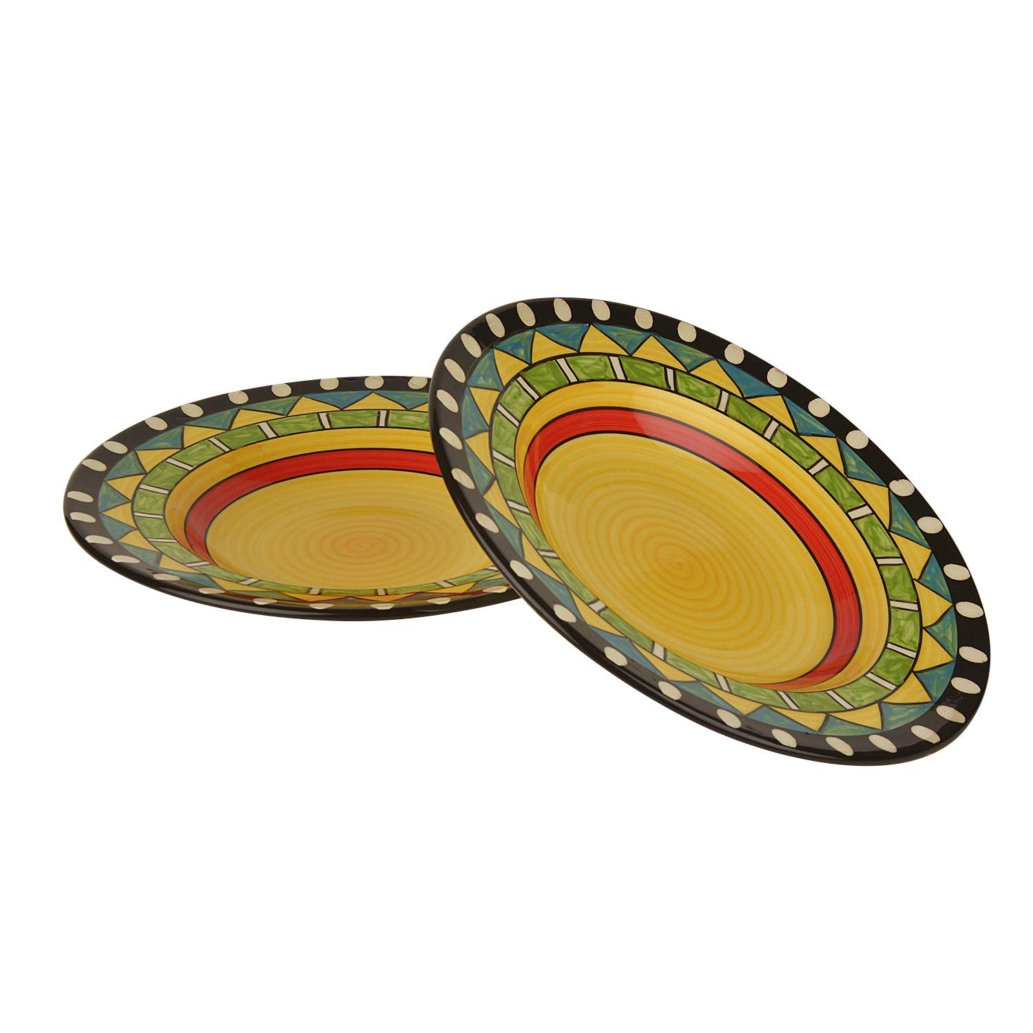 Hand Painted Ceramic Pasta Plate Set Of 2 - 9 Inches, Multicolor | Soup Plates - Maggi Plates
