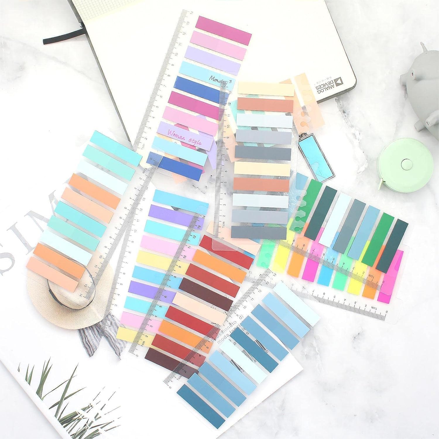Sticky Book Tabs Book Markers - Repositionable Book Flags Strip | (2 Packs - 400 Pcs Notes)