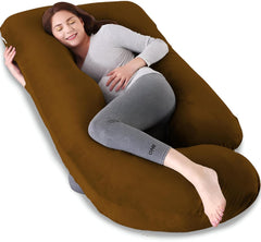 Pregnancy Pillow, Maternity Body Pillow For Sleeping, G Shaped Pillow, Brown - 55 Inch | Full Body Pillow, Pregnancy Pillow For Pregnant Women, Lightweight, Adjustable, Removable Cover