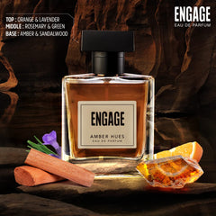 Engage Amber Hues Eau De Parfum For Men Long Lasting Smell , Ambery & Warm Fragrance Scent , For Special Occasions , Gift For Men , Free 3ml Tester