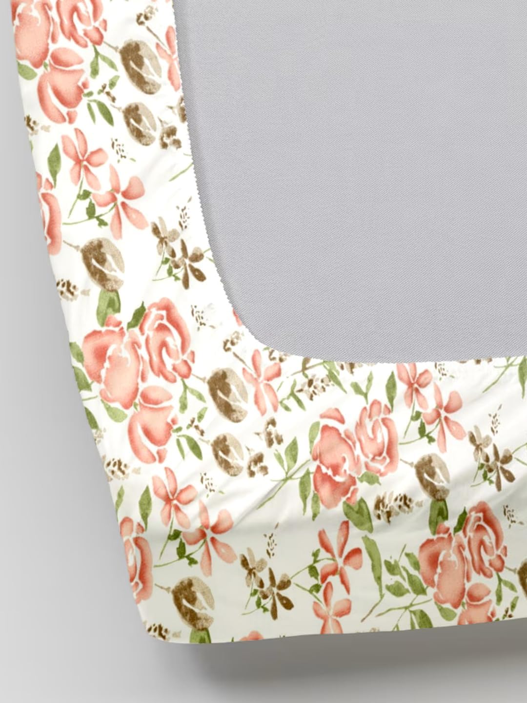 Queen Size Elastic Fitted Bedsheet With 2 Pillow Covers (Size 60 X 78 Inches) White & Peach | Good For Home, Hotel, Villa, Resort & Guest House Bedsheets