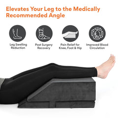 Leg Elevator Pillow, For Pain Relief, Dark Grey, Size - 24 X 20 X 8 Inch | Adjustable Leg Elevation Pillow For Leg, Hip & Knee Pain Relief | Ideal For Leg Surgery, For Varicose Veins