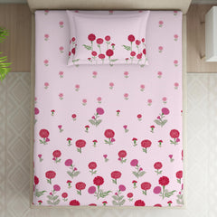 Single Bedsheet With 2 Pillow Covers (Size 60 X 88 Inches) Light Pink | 144 Thread Count Lightweight, Soft, Skin Friendly - Everyday Use Cotton Bedsheet