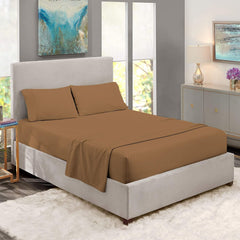 Fitted Elastic Bedsheet For Queen Size With 2 Pillow Covers - 60 X 80 Inches, Taupe | Easy Care Instructions For Long-Lasting Elegance