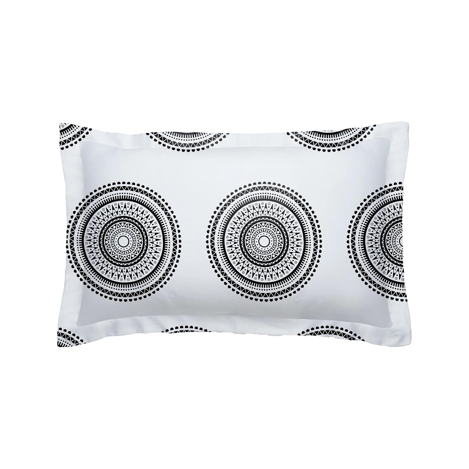 Flat 1 Single Size Bedsheet With 1 Pillow Covers - Size 55 X 88 Inches, White & Black | Luxury Soft Sheet, Lightweight & Breathable Bedsheet