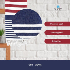 Suam Suntails Luxury Pure Cotton Towels 400 Gsm | Absorbent, Quick Dry Super Soft Ideal For Bath, Beach, Swimming & Travel Standard Size (Dark Blue & Red), 250 Tc