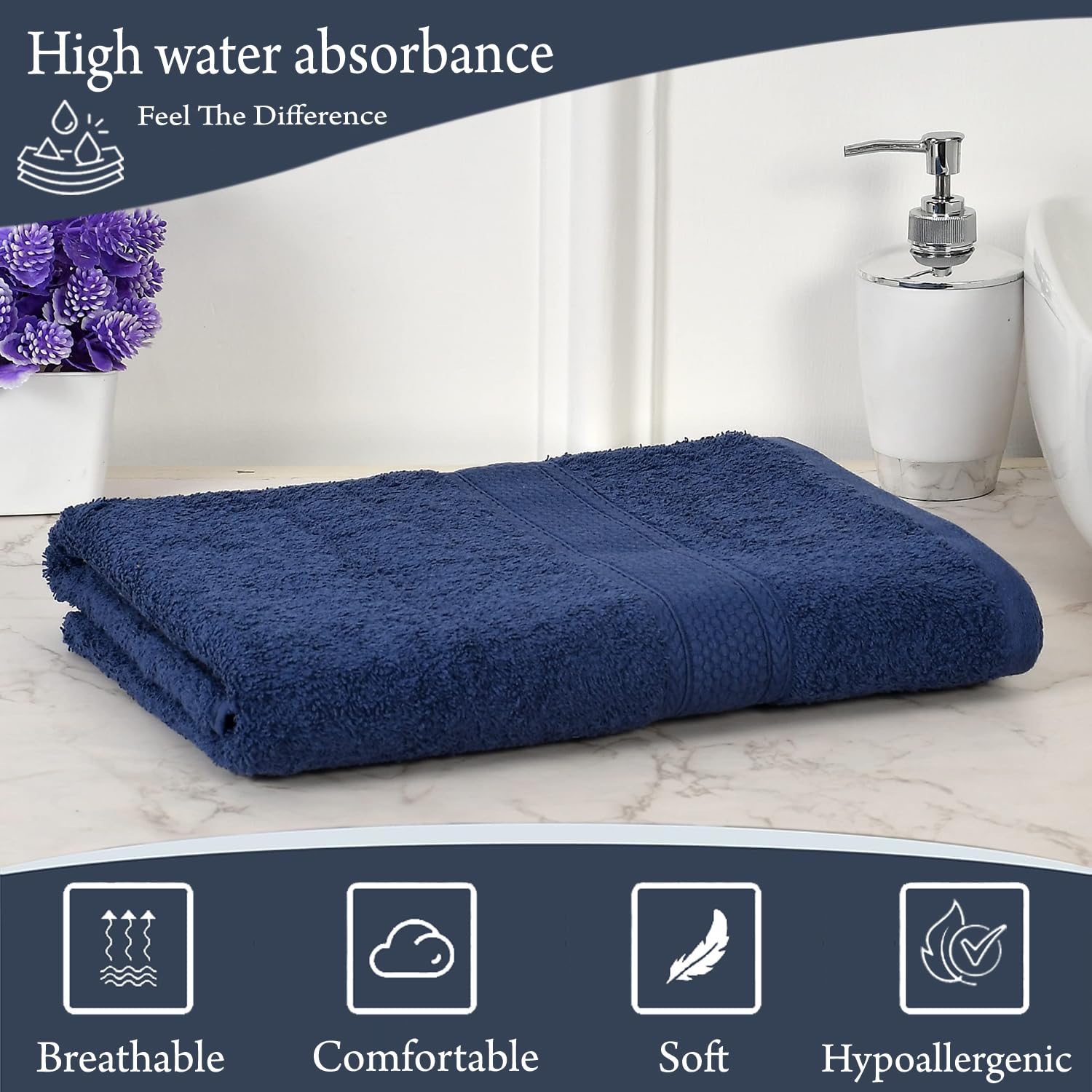 Fresh From Loom Luxury Edition Egyptian 100% Pure Cotton Bath Towel 600 Gsm | High Water Heavy Soft Dual Stitched Bath Towel (Iris Blue)